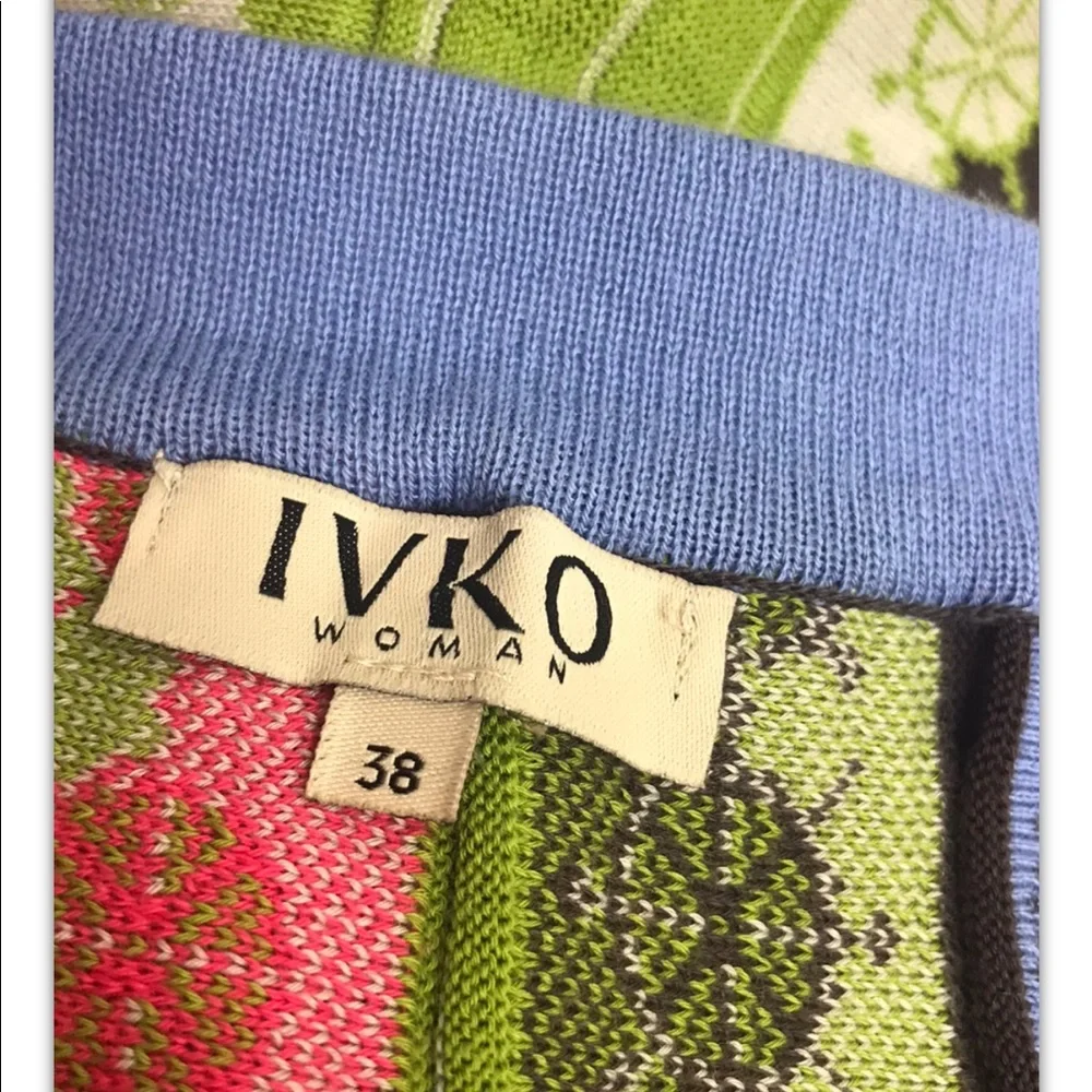 IVKO Anthropologie Sweater Skirt Pleated Serbia Sea Motif Pencil Midi
